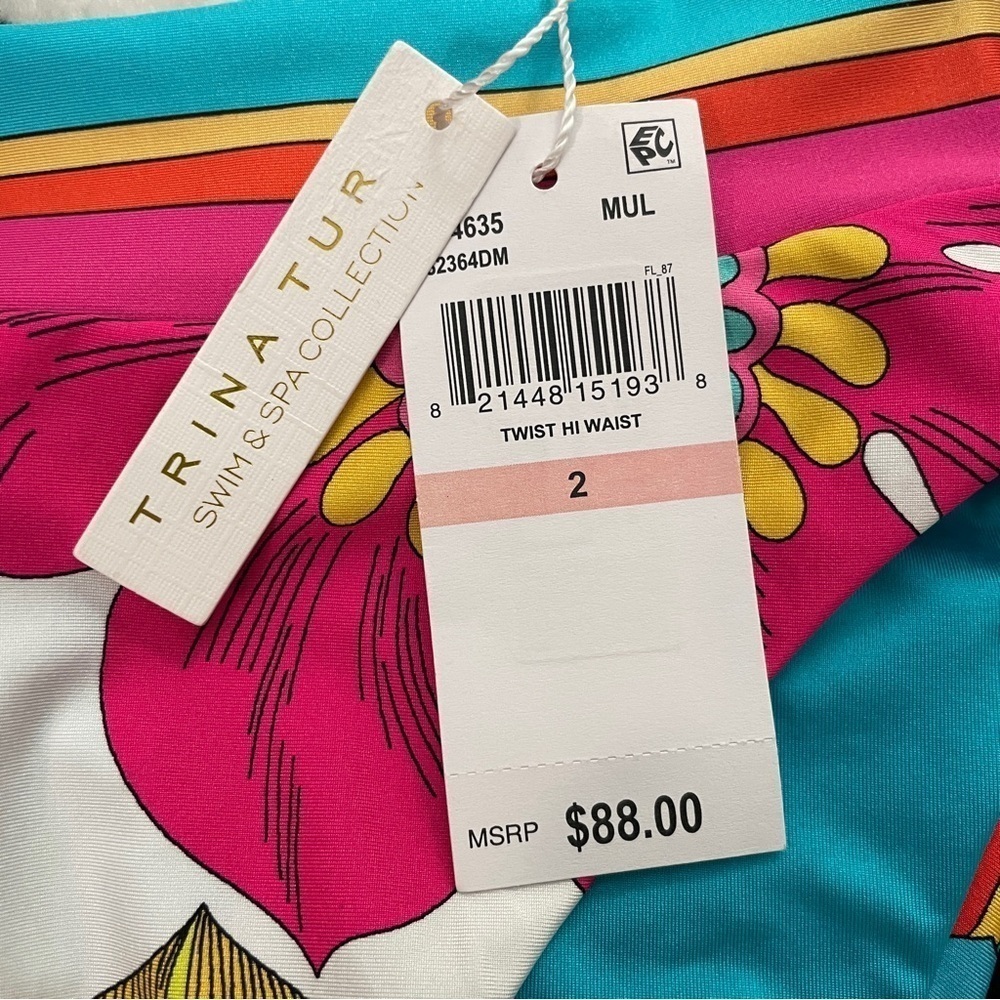 Trina Turk NWT Banded Twist Back High Waist Swim Bottom Size 2 - Picture 11 of 15